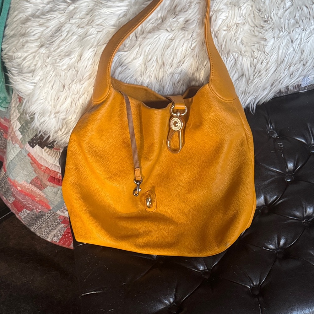 Dooney and Burke Mustard Yellow Leather Hobo Bag - Women